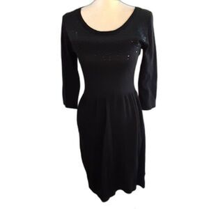 Old Navy black sweater dress SP cotton blend sequins 38" long